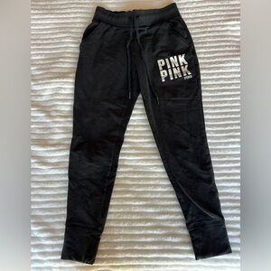 PINK Victoria's Secret Black Joggers with White Logo